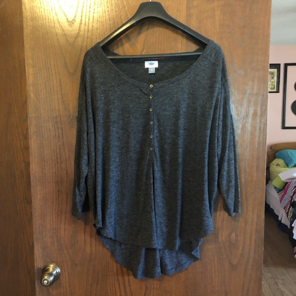 Grey button up tee